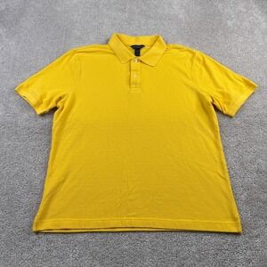 Scott Barber Polo Shirt Mens Large Yellow Pima Cotton Collared Preppy‎
